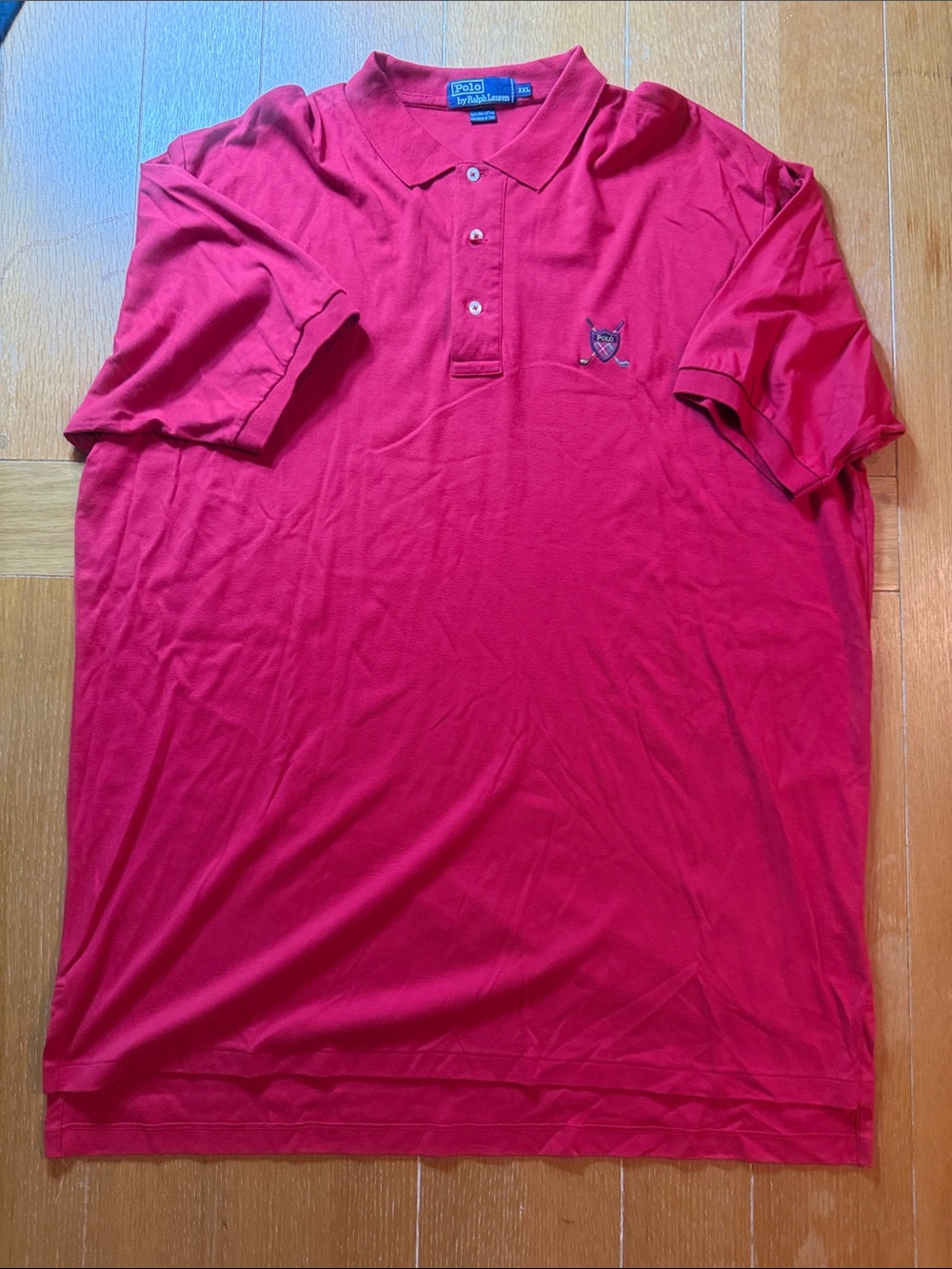 Vintage Polo by Ralph Lauren Men's Red Short-Sleeve Polo with Crest XXL